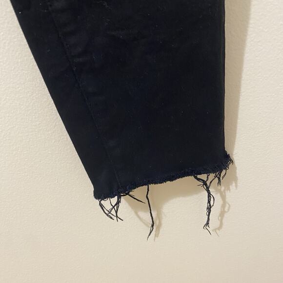 Paige Black Skinny Cropped Jeans Raw Hem Size 26 - Picture 3 of 9